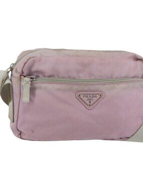 Authentic PRADA Shoulder Bag Nylon Pink Silver